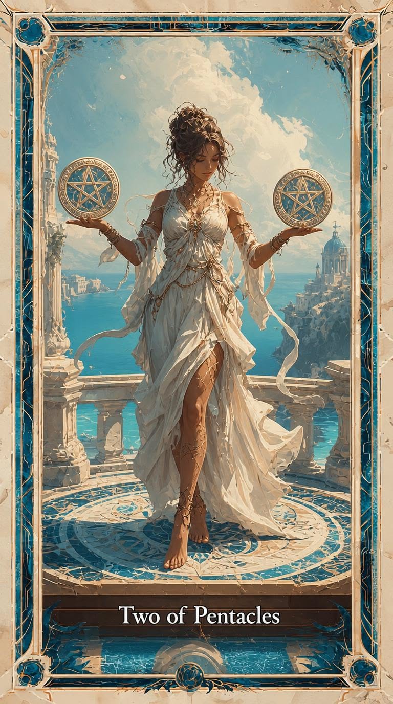 Two of Pentacles tarot artwork