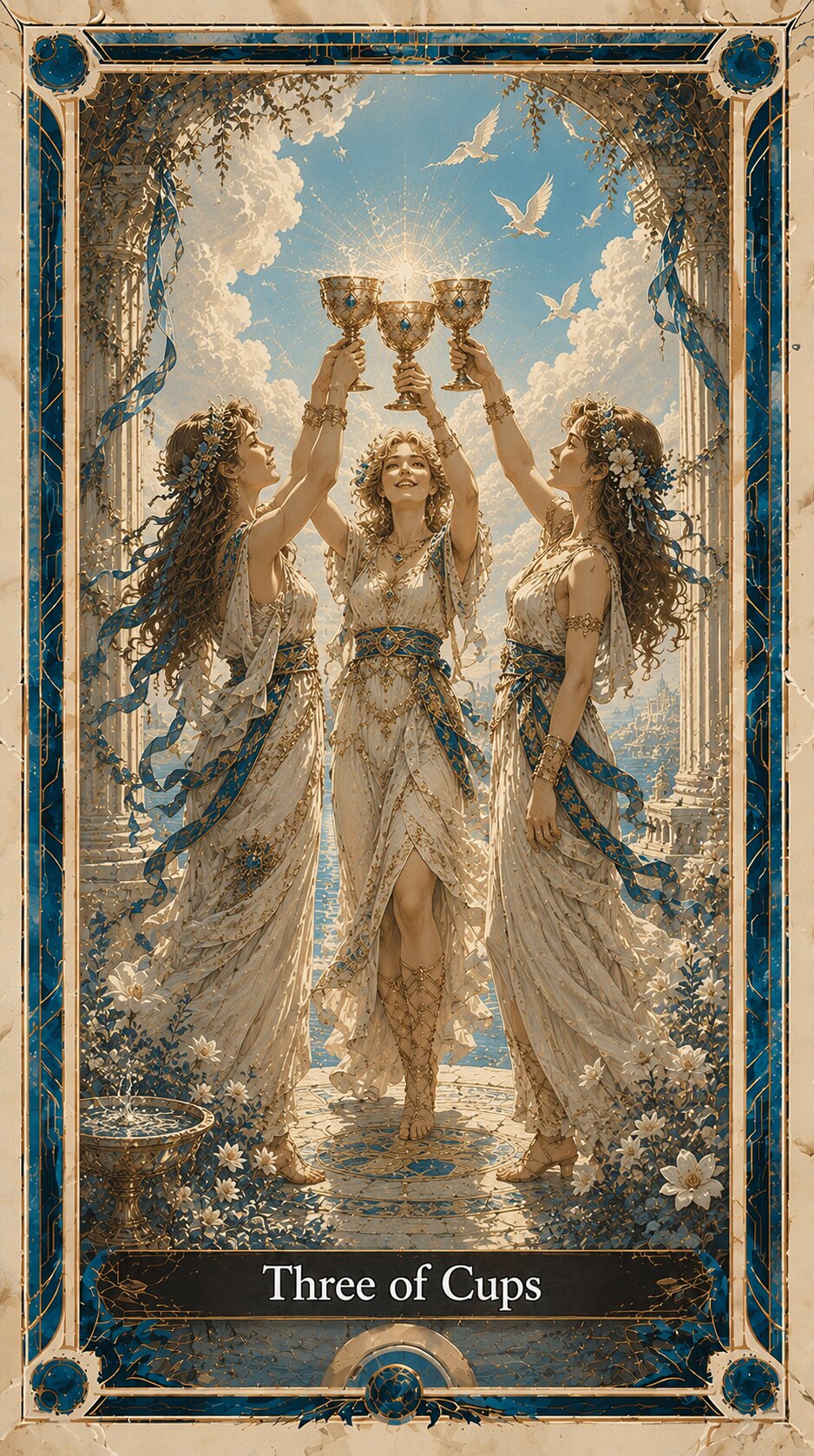 Three of Cups tarot artwork
