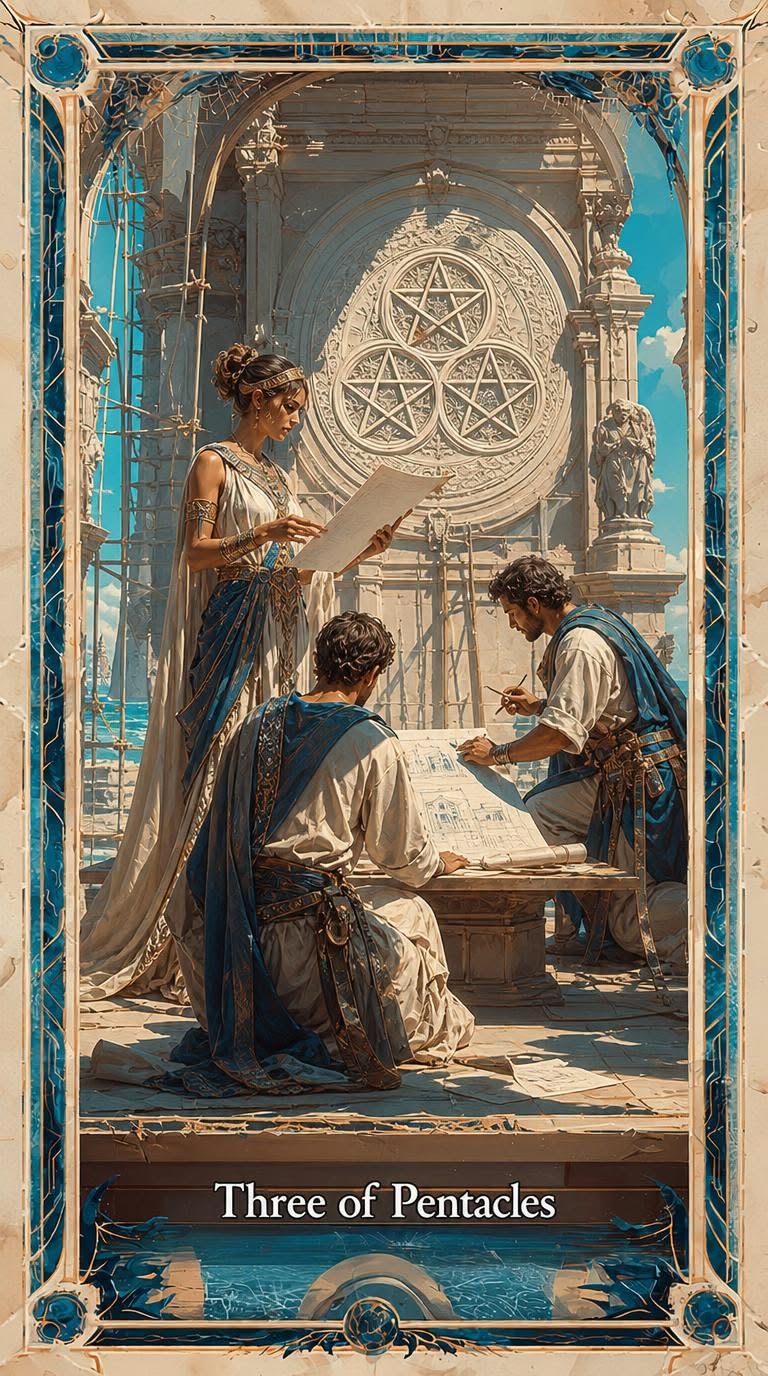 Three of Pentacles tarot artwork
