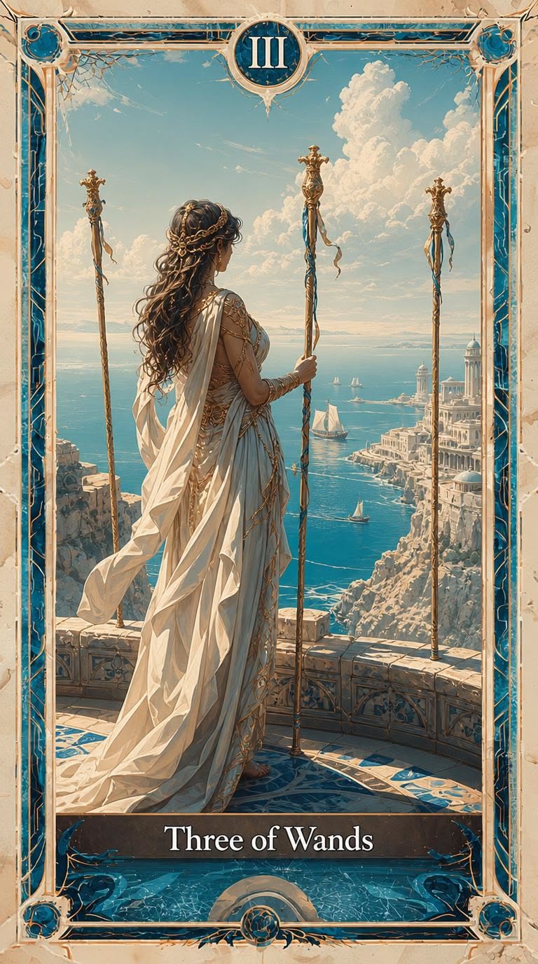 Three of Wands tarot artwork