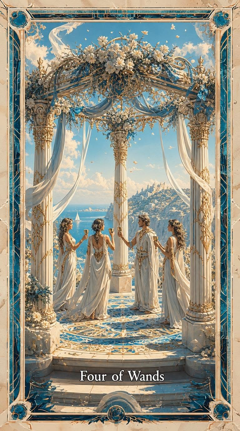 Four of Wands tarot artwork