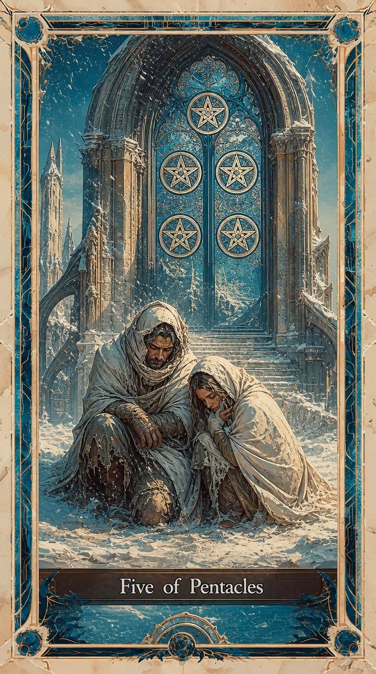Five of Pentacles tarot artwork