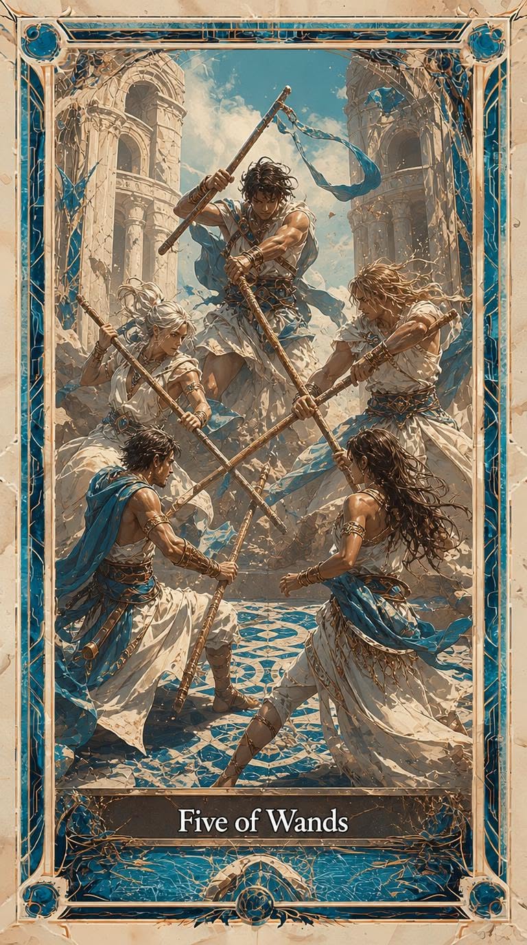 Five of Wands tarot artwork