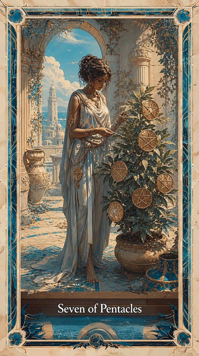Seven of Pentacles tarot artwork