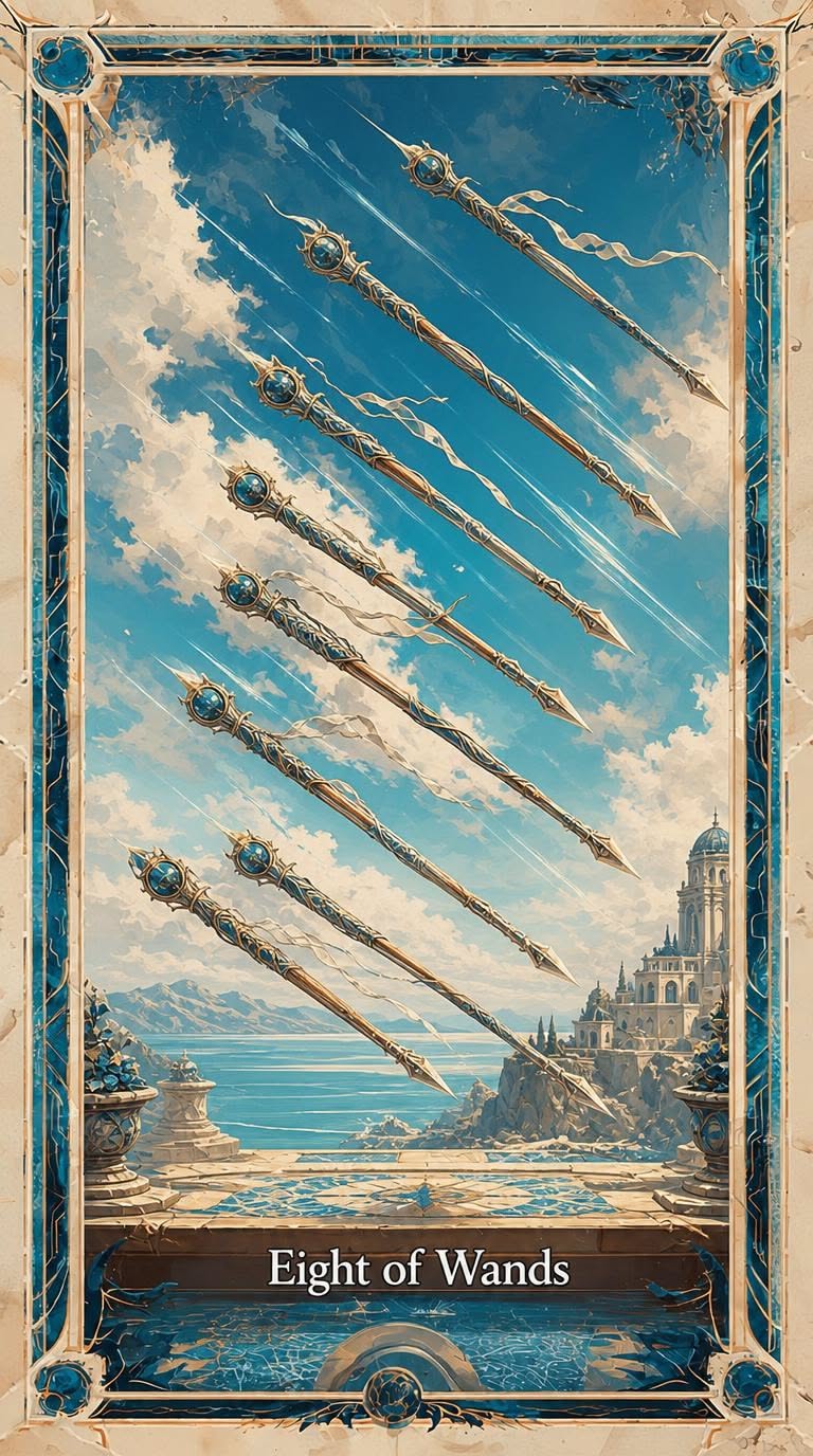 Eight of Wands tarot artwork