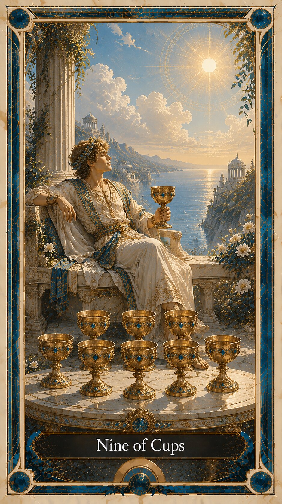 Nine of Cups tarot artwork