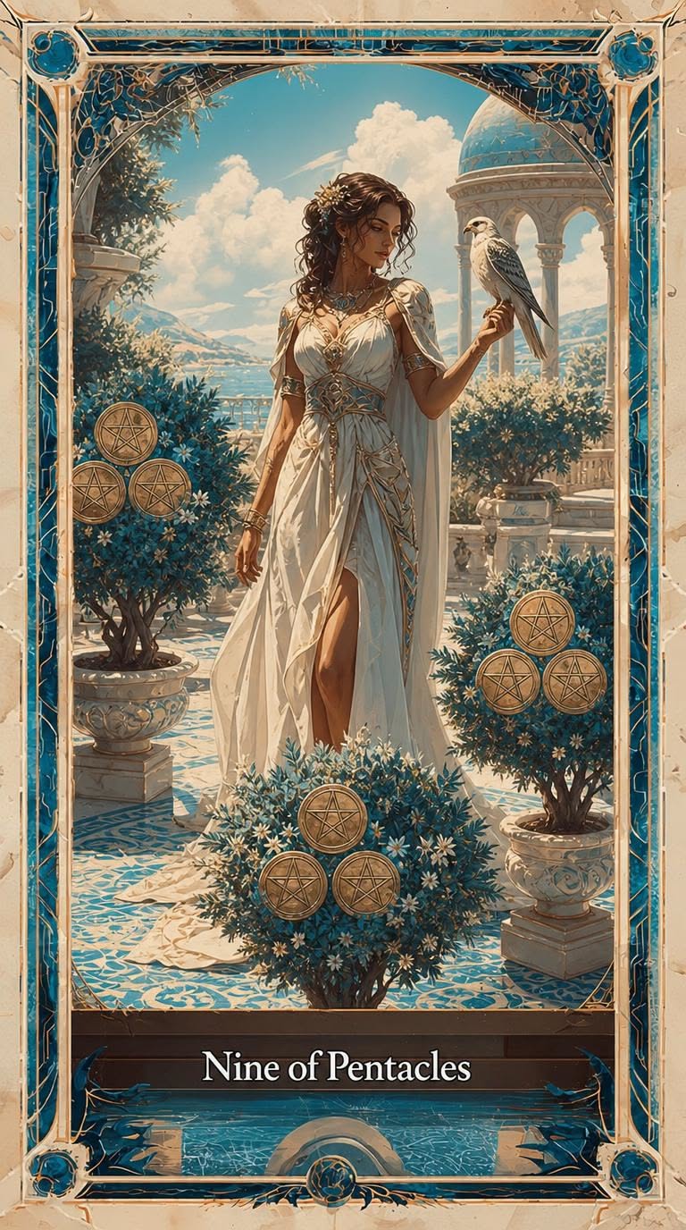 Nine of Pentacles tarot artwork