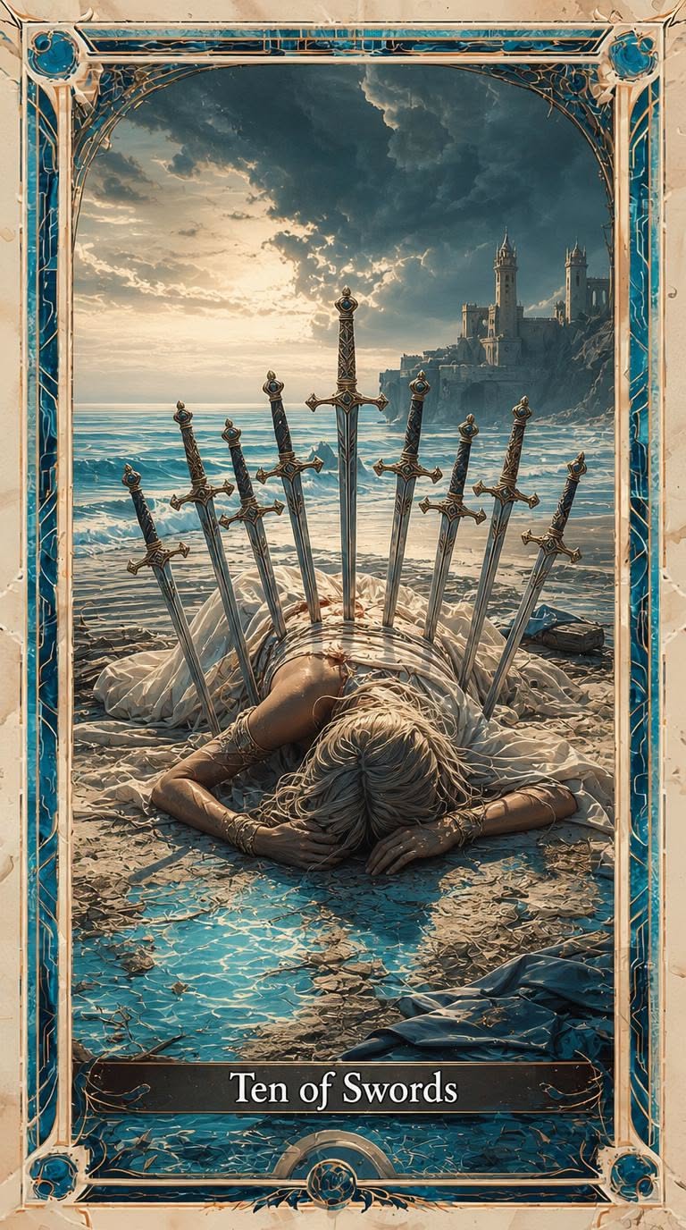 Ten of Swords tarot artwork