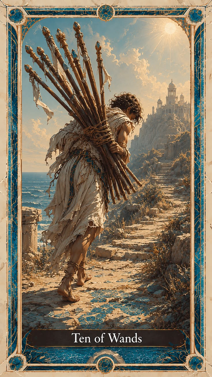 Ten of Wands tarot artwork